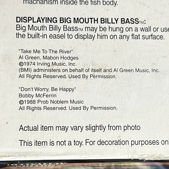 Big Mouth Billy Bass The Singing Sensation 1999 Gemmy Wall Mounted With Box - Picture 8 of 16